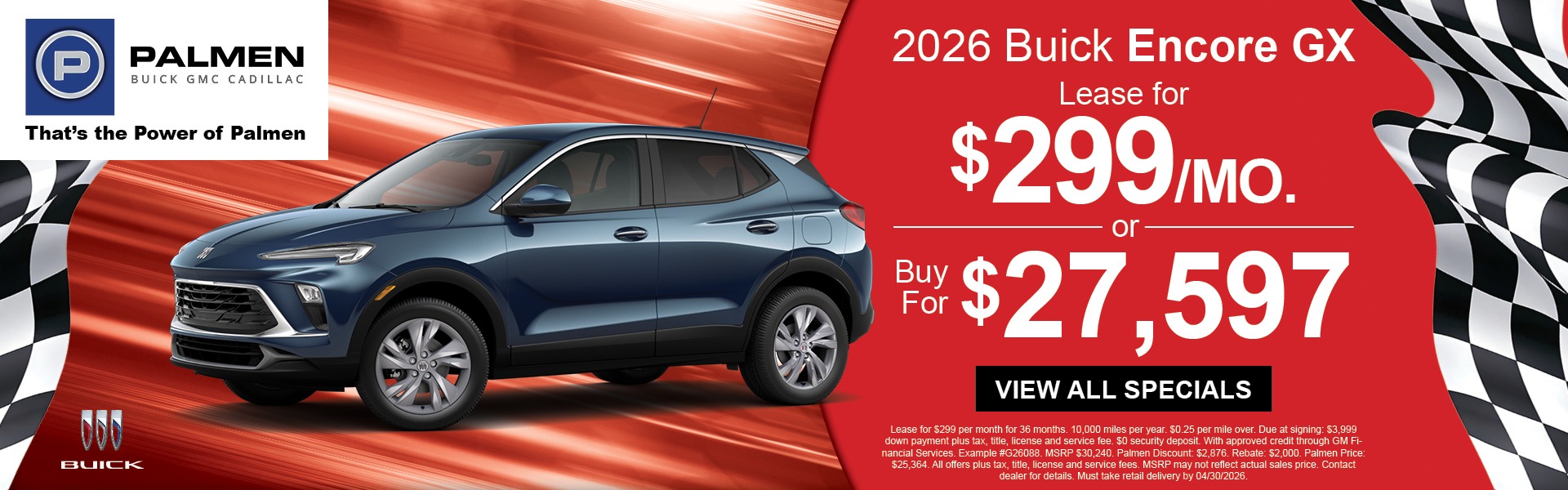 2026 Buick Encore GX Lease for $299 per month or buy for $27,597 at Palme Buick GMC Cadillac